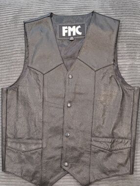 Men's Black Leather Vest